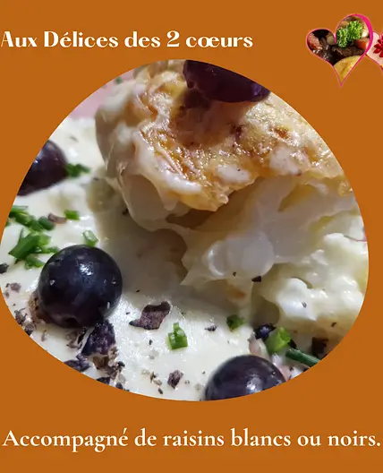 Gratin de choux-fleurs et béchamel mozzarella  et gorgonzola gratiné à l'emmental français.