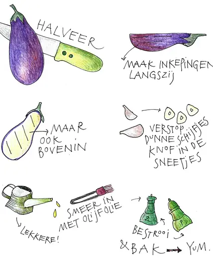 Geroosterde aubergine met burrata