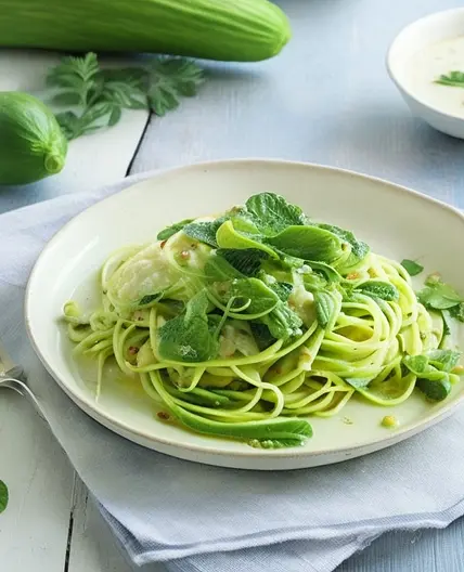 Courgette, Basil & Chilli Linguine with Crème Fraîche