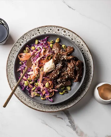Bulgogi Korean-style Beef with kewpie mayo & sesame seeds