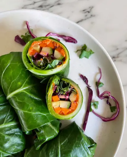 Collard Green Wrap + Red Pepper Dip - Bryan Johnson’s Blueprint