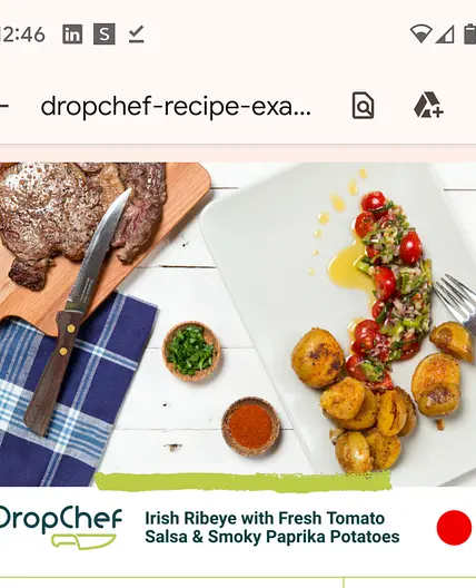 Irish Ribeye with Fresh Tomato
Salsa & Smoky Paprika Potatoes