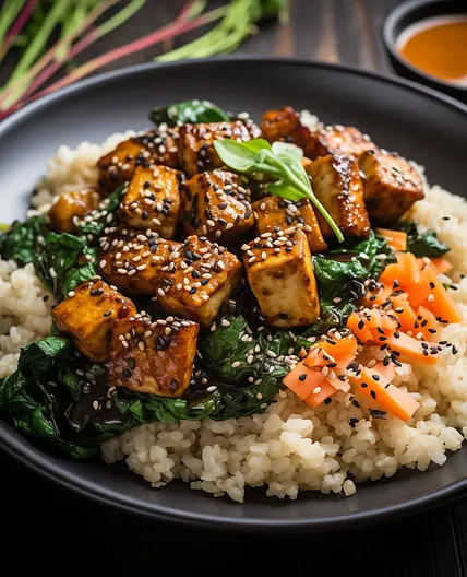 Crispy tofu with black sesam