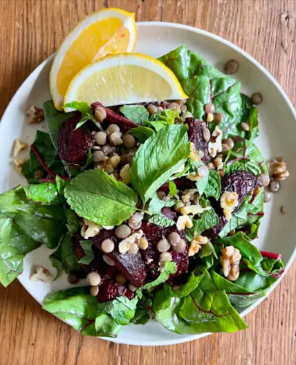 Roasted Beets + Green Lentils + Wilted Chard - Bryan Johnson's B