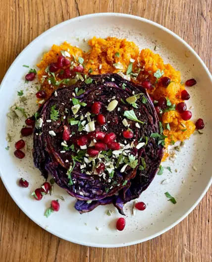 Cabbage Steaks + Sweet Potato Mash - Bryan Johnson's Blueprint