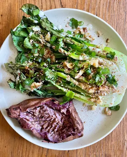 Roasted Bok Choy + Sweet Potato - Bryan Johnson's Blueprint