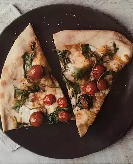 White Pizza with Arugula and Balsamic Cherry Tomatoes