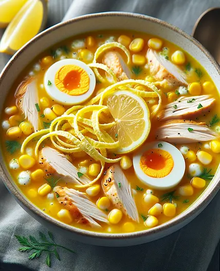 Soupe de maïs au poulet au citron