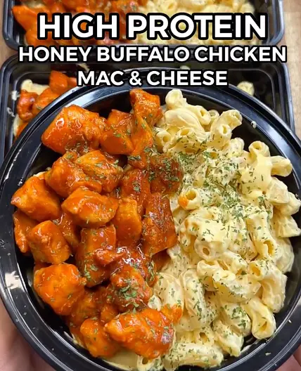 High Protein Honey Buffalo Chicken Mac & Cheese