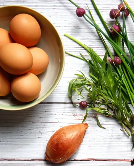 Chives, Eggs, & Shrimp Salad