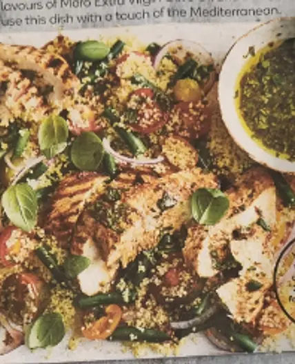 Grilled balsamic chicken with couscous salad