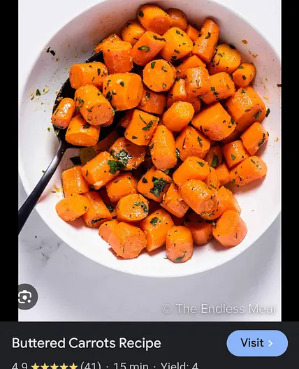 Buttered carrots with ginger and cilantro