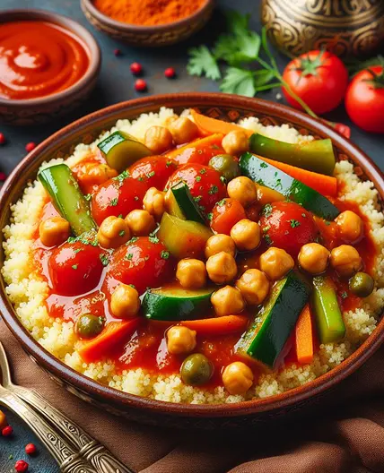 Algerian Dersa Vegetable Couscous with Chickpeas