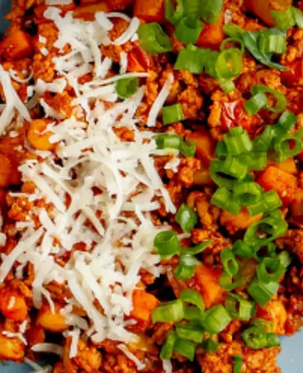 One Pan Cheesy Turkey, Chickpea & Sweet Potato