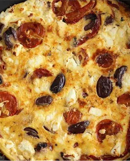 Tomato olive and feta frittata
