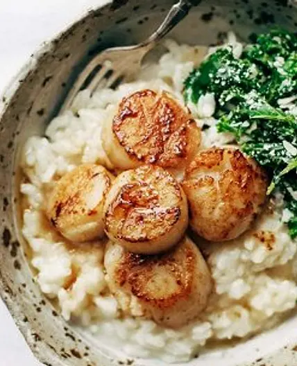 Brown Butter Scallops with Parmesan Risotto