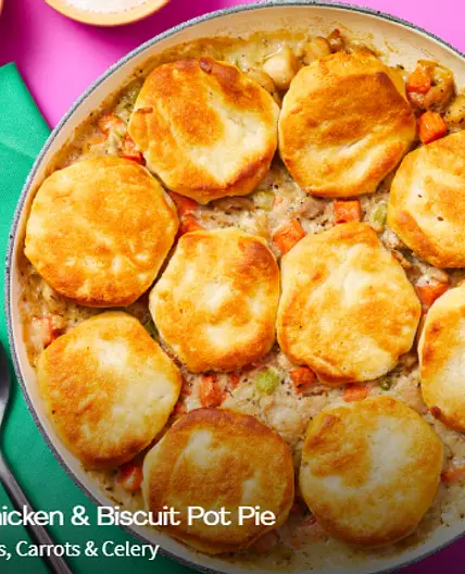 Homestyle Chicken & Biscuit Pot Pie with Chicken Thighs, Carrots & Celery