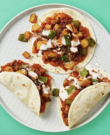 Potato and Capsicum soft tacos