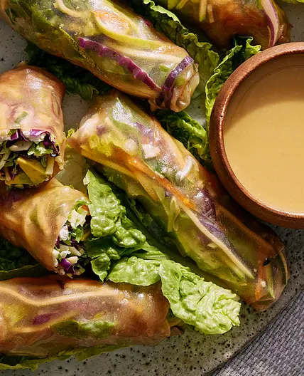 Summer Rolls with Miso-Dijon Dipping Sauce