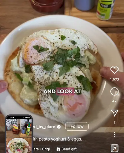 Flat breads topped with pesto greek yoghurt and eggs