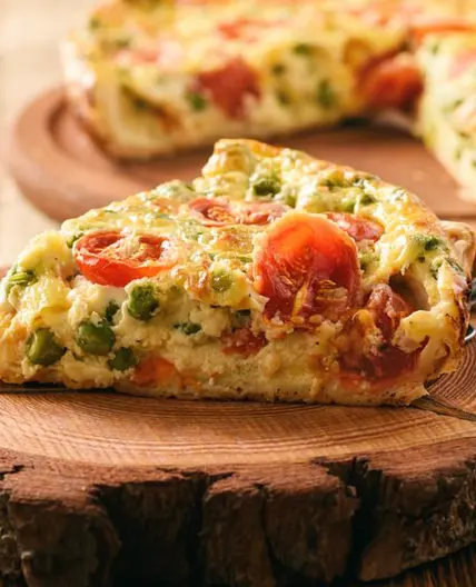 Tarte petit pois, chèvre, tomate
