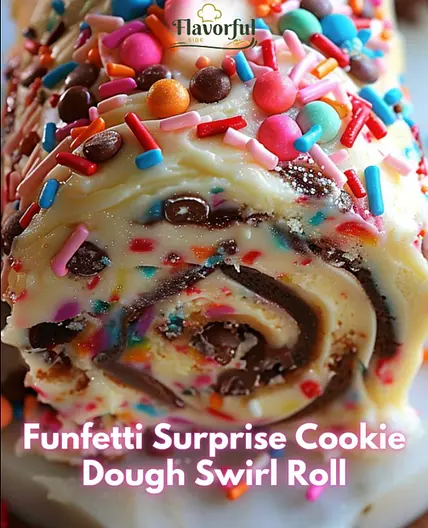 Funfetti Surprise Cookie Dough Swirl Roll 🎉🍪