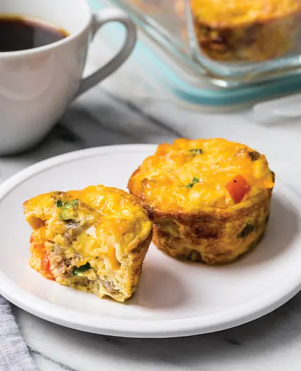 Muffin Tin Frittatas with Sausage, Bell Pepper, and Cheddar