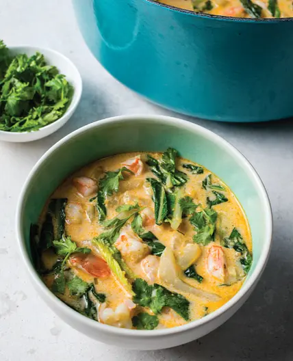 Thai Coconut Soup with Shrimp and Bok Choy