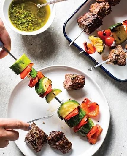 Grilled Beef and Vegetable Kebabs