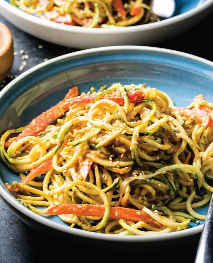 Zucchini Noodle Salad with Peanut Ginger Dressing