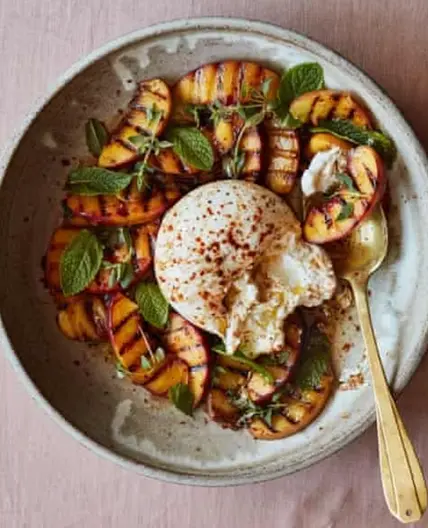 Grilled stone fruit, balsamic and burrata salad