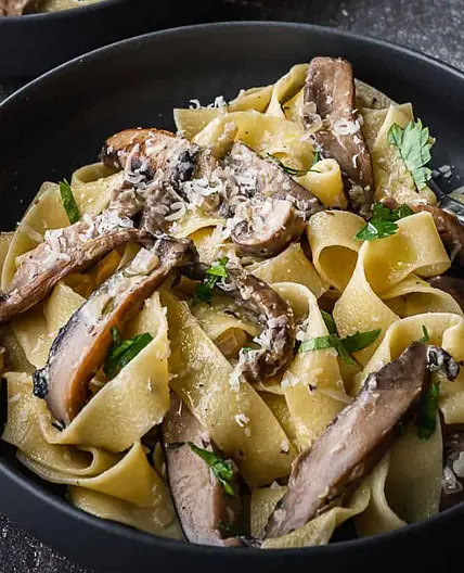 Caramelized Wild Mushroom Pappardelle with Smoked Short Rib