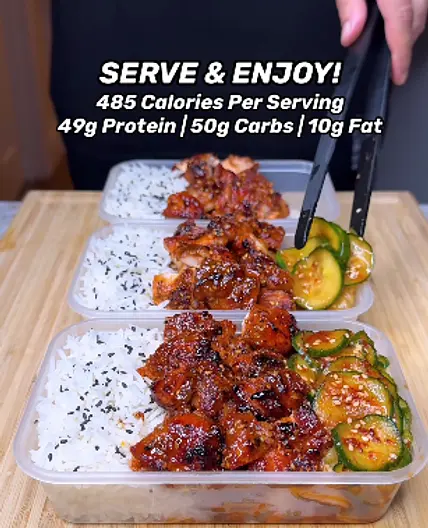 High Protein Korean Gochujang BBQ Chicken Rice Bowls