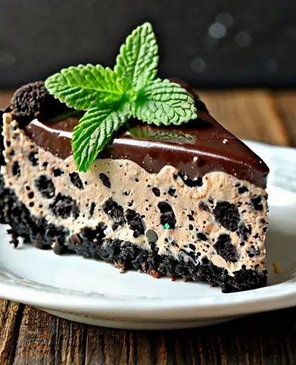 Decadent Mint Chocolate Oreo Cheesecake