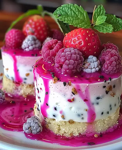 Dragon Fruit Mini Cheesecakes