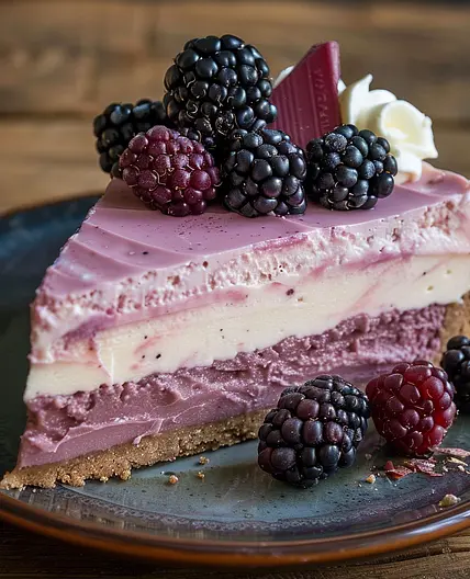 Elegant White Chocolate Blackberry Mousse Cheesecake