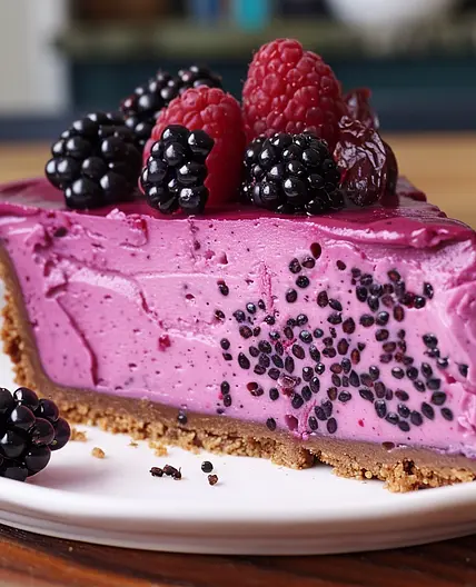 Pitaya and Black Goji Berry Cheesecake