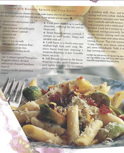 Penne with Brussels Sprouts and Crisp Bacon