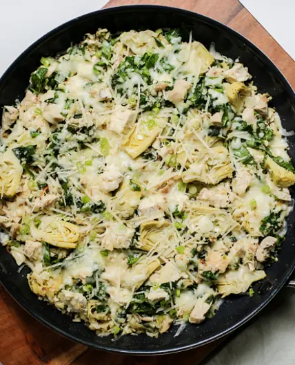 One Pan Spinach-Artichoke Chicken