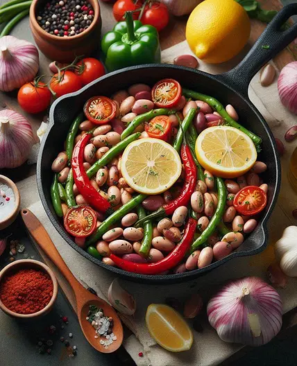 Garlic Lemon Bean & Tomato Skillet (Vegetarian)