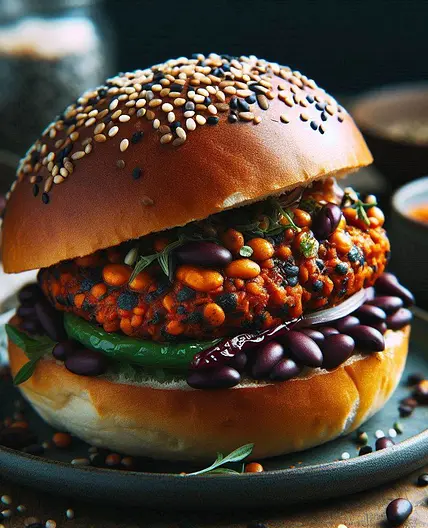 Smoky Red Lentil and Black Bean Bun