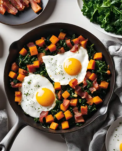 Sweet Potato, Bacon & Egg Hash