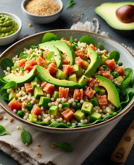Crunchy Bulgar Wheat Salad with Avocado Tartar Dressing