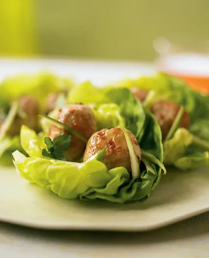 Asian Turkey Meatballs in Lettuce Cups