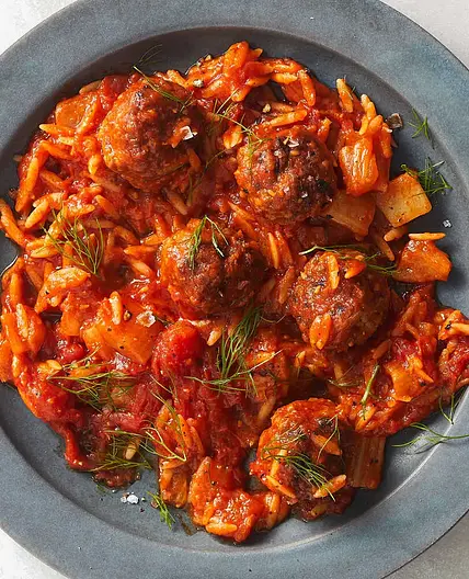 One-Pot Lamb Meatballs With Tomato, Fennel and Orzo