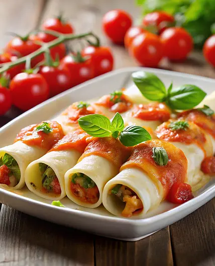 Cannelloni mit Tomate-"Mozzarella"-Füllung