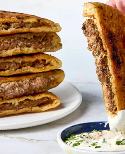 Arayes (Lebanese Crispy Meat-Stuffed Pita)