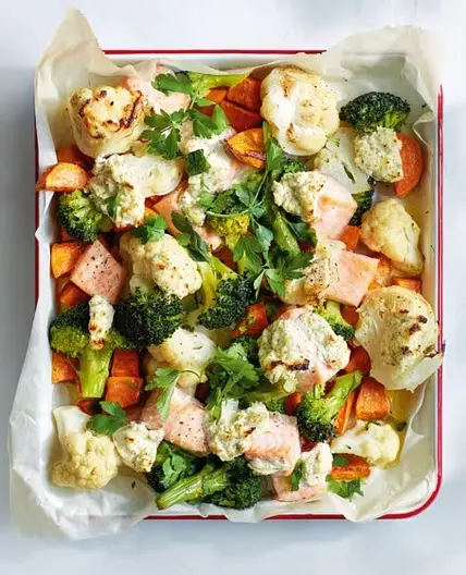 Zalm met zoete aardappel uit de oven