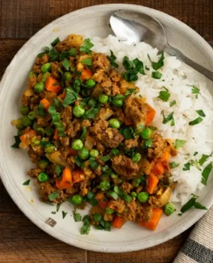Dinner 6 beef keema and rice