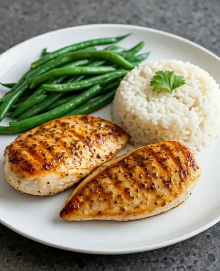 Chicken Breasts with Green Beans and Rice